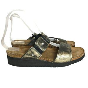Naot Leather Sandals Slides Womens 8/38 Straps Cork Sole Comfort Israel